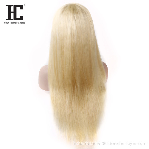 Pre-Plucked 613 Blonde Lace Wig Brazilian Straight Human Hair Transparent Full Lace Front Wig With Baby Hair
